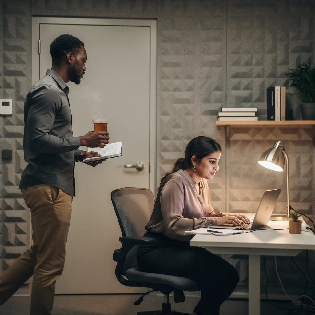 Zastosowanie dźwiękoszczelnych materiałów w biurze dla lepszej akustyki.